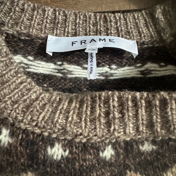 FRAME Fair Isle Crewneck Sweater  Sz Large like new - Picture 5 of 15